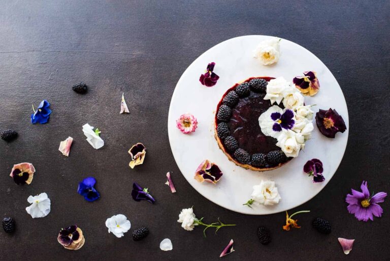 Blackberry Lime Tart with Edible Flowers recipe