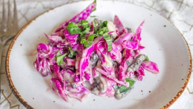 Purple Cabbage And Pickled Mushroom Salad recipe