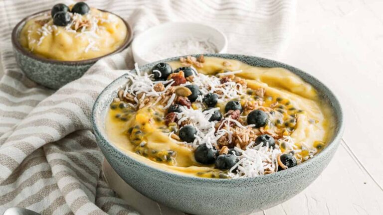 Mango Banana Smoothie in a bowl.