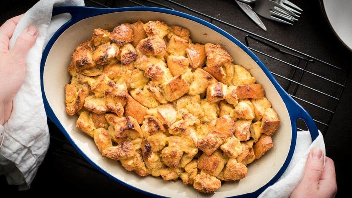 A pan of French toast bake.